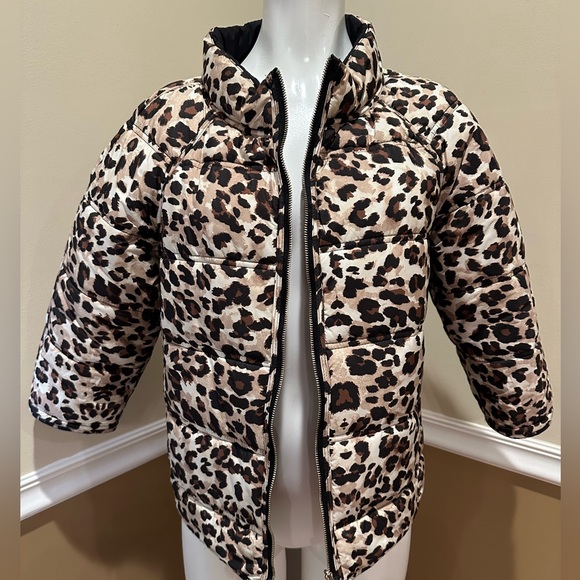 Chicos size small new condition black reversible, cheetah print puffer coat - Picture 1 of 14